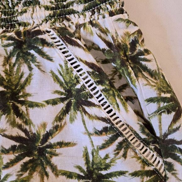 Briggs Womens Palm Tree Print Pull On Linen Blend Comfort Shorts Medium - Picture 5 of 10